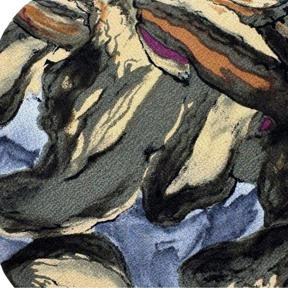 J. Garcia MALACHITE VALLEY Olive, Tan, and Blue Silk Tie - Picture 3 of 5